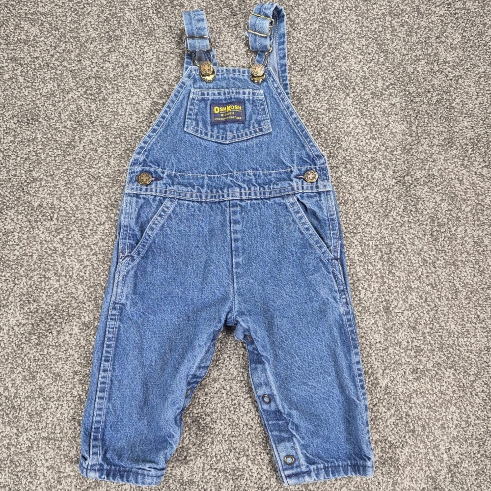 Vintage OshKosh‎ B'gosh Vestbak Overalls Baby 6-9 Months Blue Denim Made in USA
